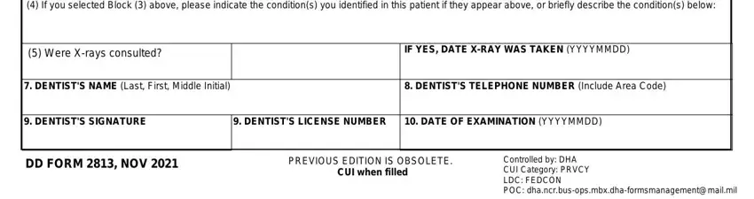 Filling out dd2813 form stage 2