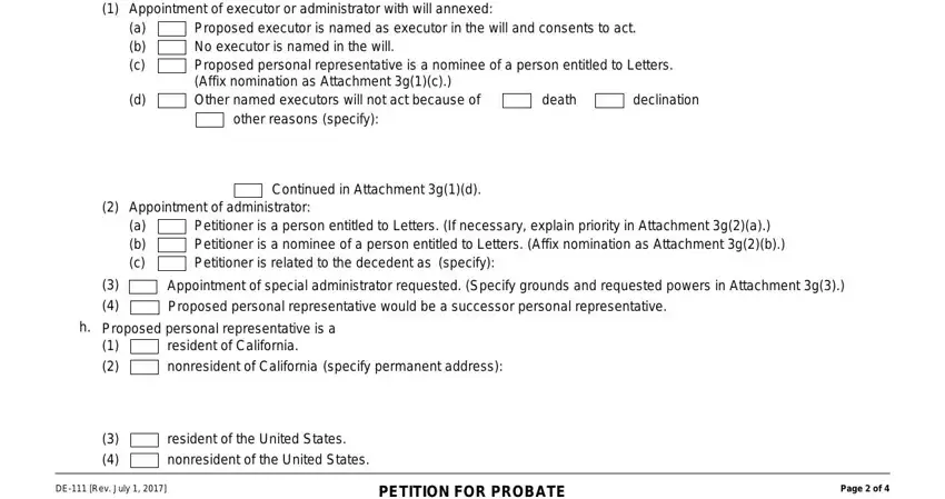 how to petition probate death, declination, otherreasonsspecify, ContinuedinAttachmentgd, Appointmentofadministratorabc, and Proposedpersonalrepresentativeisa blanks to fill out