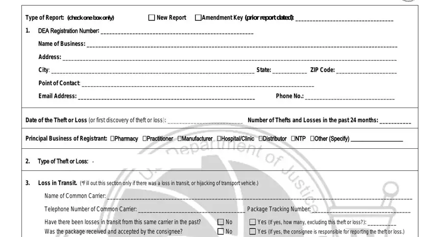 portion of blanks in Form Dea 106