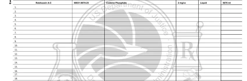 Filling out Form Dea 106 stage 4