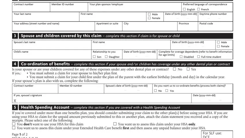Filling out Form Dent Hsa E 11 10 step 2