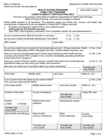 Form Dhcs 4461 Preview
