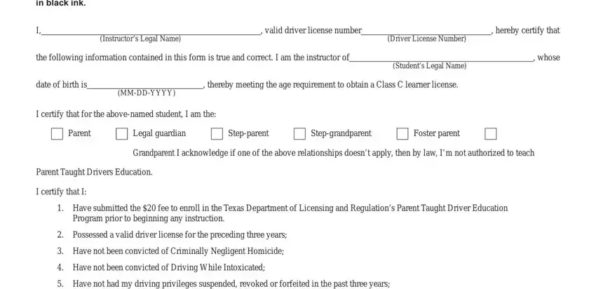 classroom instruction driver education affidavit form dl 90a fields to complete