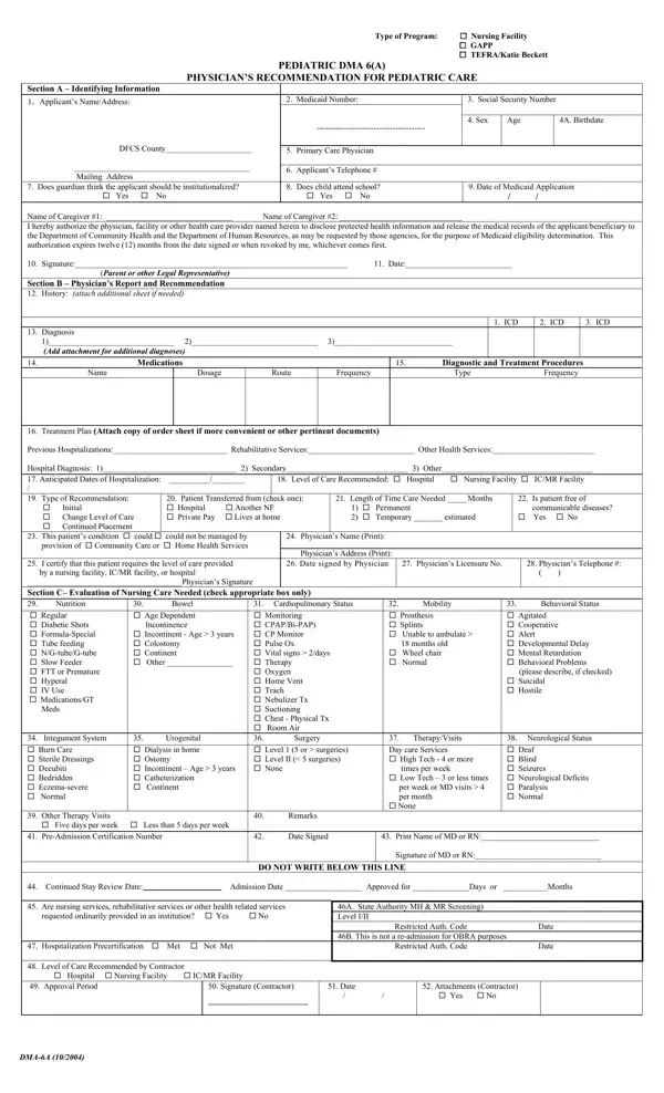 Georgia DMA 6a form