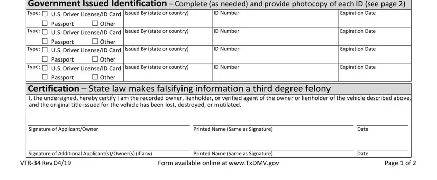 Finishing how to get a texas lost title on a vehicle title step 2