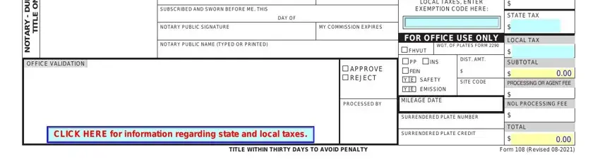 Filling in mo application for title step 3