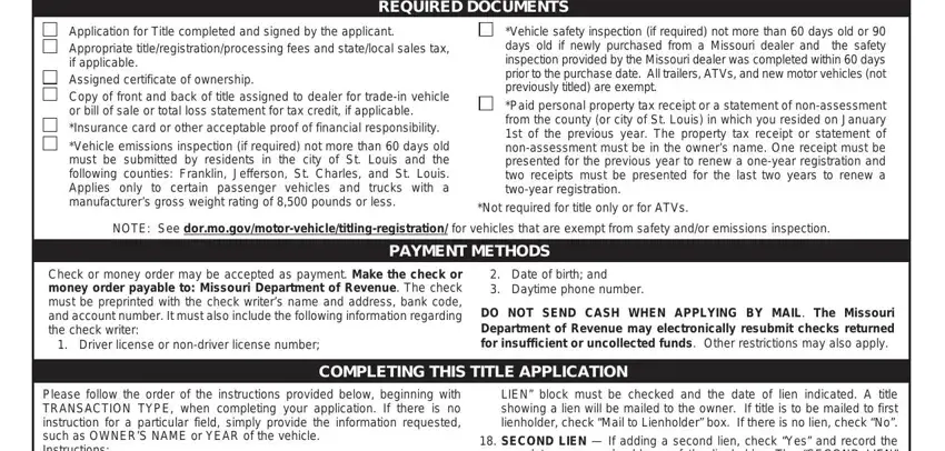 step 4 to entering details in missouri title application