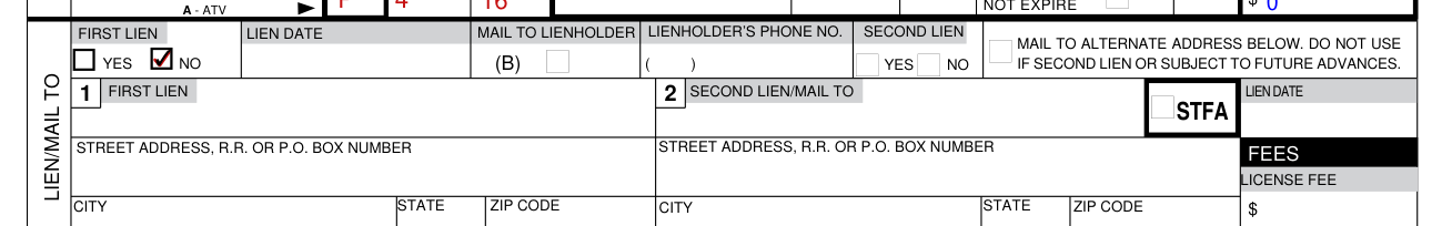 Form 108 example filled out, first lien, second lien and mail to