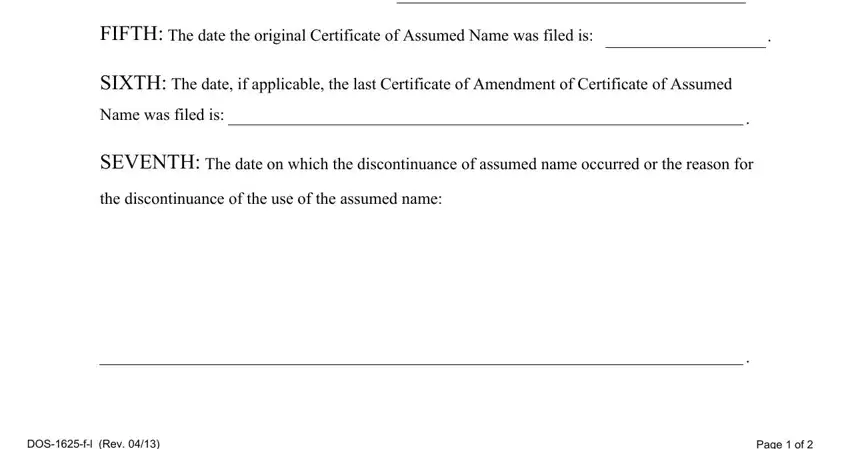 Filling out Form Dos 1625 F L stage 2