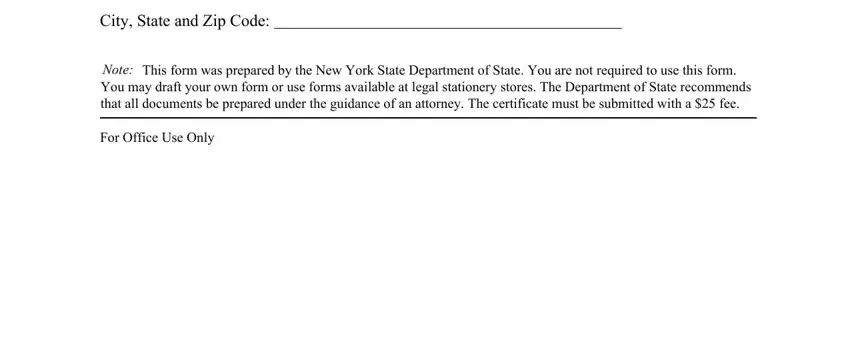 Form Dos 1625 F L City State and Zip Code, Note This form was prepared by the, and For Office Use Only blanks to complete