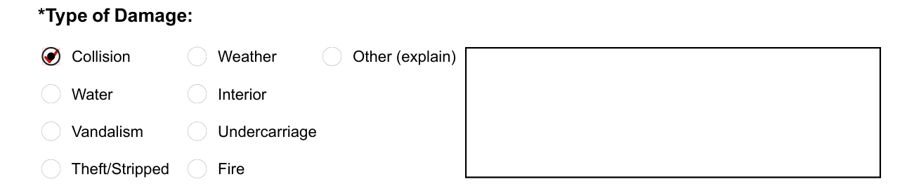 Form DR 2710 example filled out, the type of damage