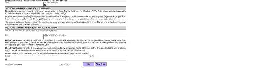 Filling in dmv ds 326 step 2