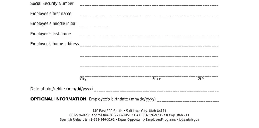 Entering details in utah form hire part 2