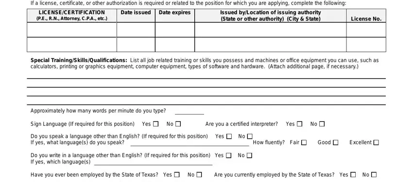 Completing state of texas application online step 4