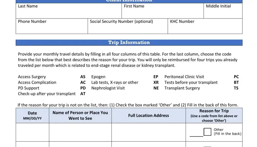 completing travel claim form khc 3 step 1