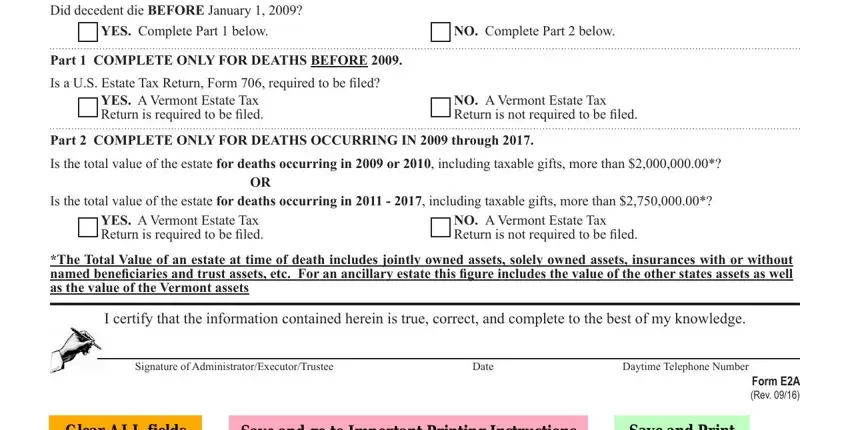 Filling in Form E2A stage 2