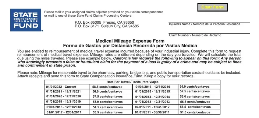 example of gaps in state fund mileage form