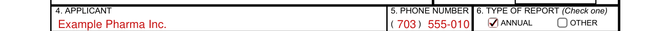 Form FDA 2252 example filled out, 6. Type of Report (Check one)