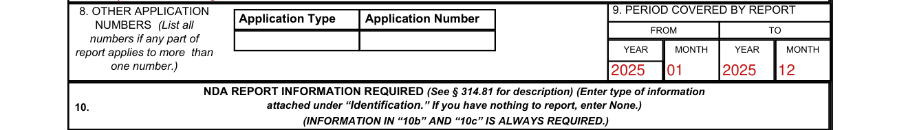 Form FDA 2252 example filled out, 9. Period Covered by Report