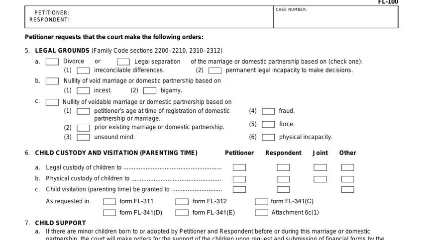 Entering details in dissolution of marriage forms stage 4
