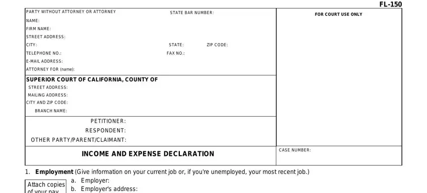 form fl 150 ca empty spaces to consider