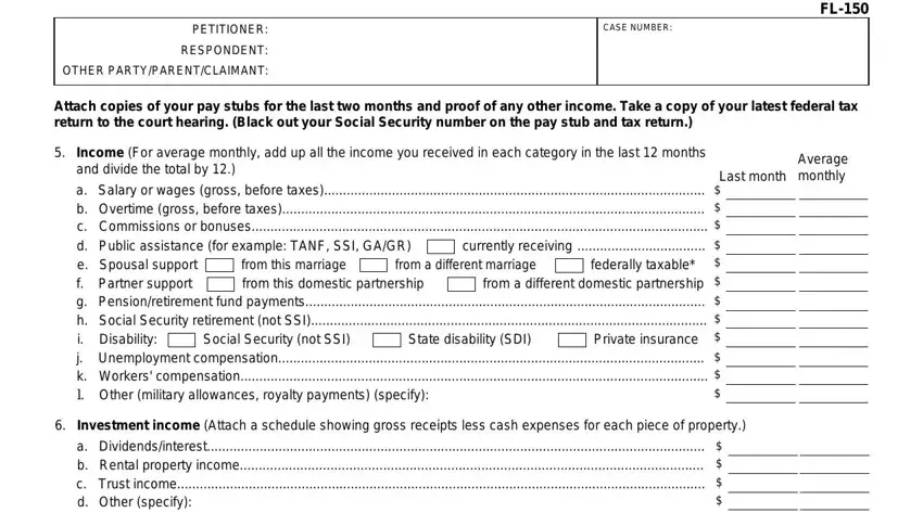 Completing form fl 150 ca stage 4