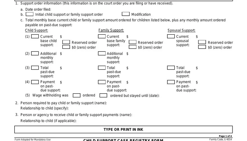 step 2 to finishing child support forms ca