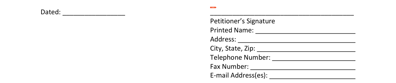 Form 12.900(h) example filled out, dated and Petitioner's Signature
