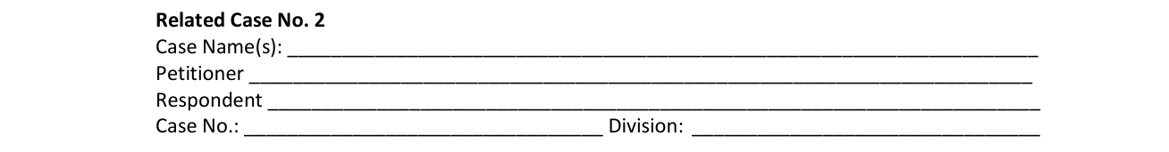Form 12.900(h) example filled out, related Case No. 2 and Related Case No. 3