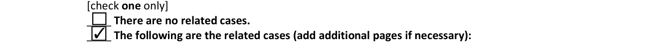 Form 12.900(h) example filled out, related cases, check one only
