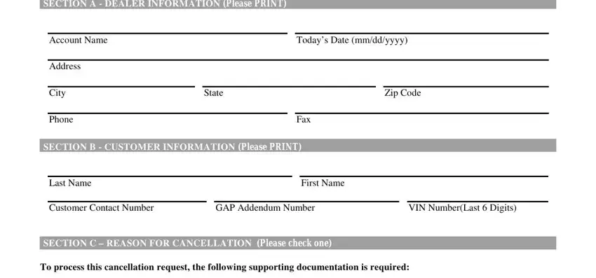 part 1 to filling in gap cancellation request form