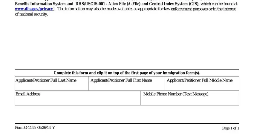 step 1 to filling in form g 1145 e notification of application petition acceptance