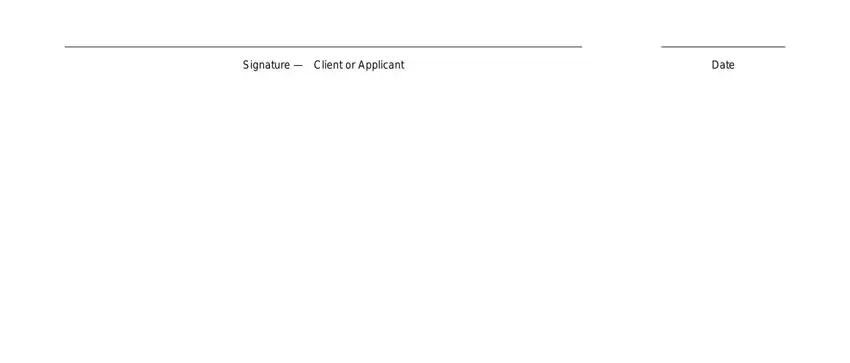 hhsc form 1003 SignatureClientorApplicant, and Date blanks to insert