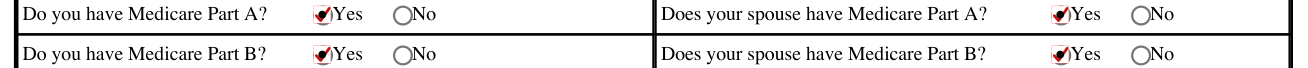 Form H1200-EZ example filled out, medicare Part A and Part B