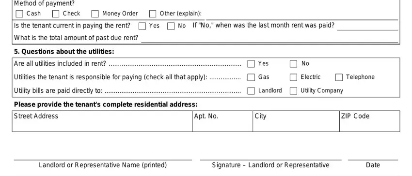Filling in landlord verification form for food stamps step 4