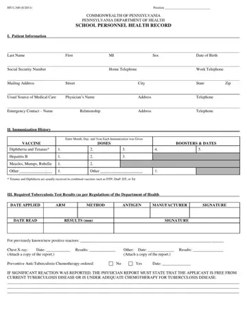 Form H511 340 Preview