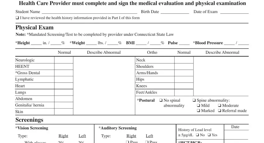 Entering details in state of ct health assessment form 2020 step 3