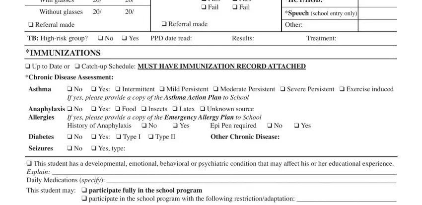Filling in ct health assessment form part 4