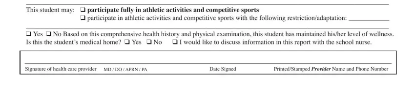 state of ct health assessment form 2020 participate in the school program, participate in athletic, Signature of health care provider, MD  DO  APRN  PA, Date Signed, and PrintedStamped Provider Name and blanks to complete