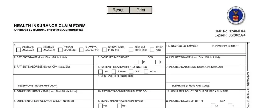 form insurance claim blanks to complete