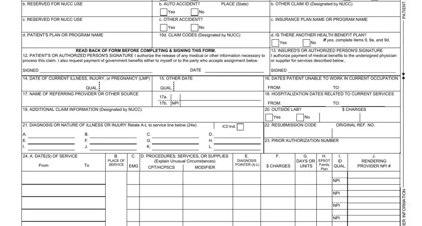 Entering details in form insurance claim stage 2