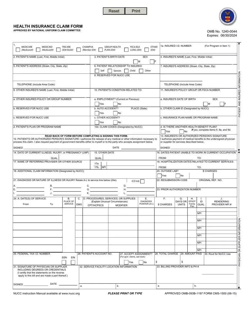 Form Health Claim first page preview