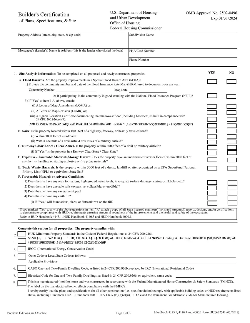 Form Hud 92541 ≡ Fill Out Printable Pdf Forms Online 6704