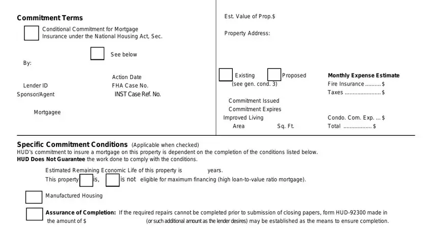 Filling in fha conditional commitment form step 5
