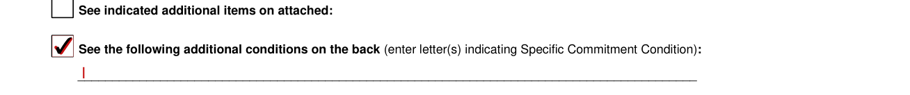 Form HUD-92800.5B example filled out, specific Commitment Conditions