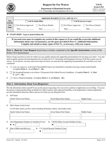 Form I 912 Waiver Preview