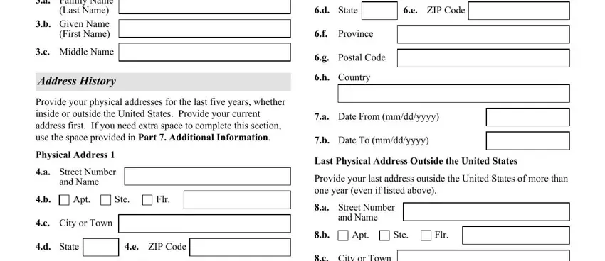 Filling out uscis form i 130a pdf step 2