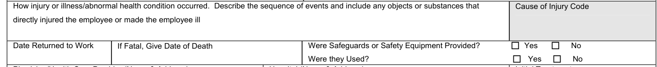 Form IA-1 example filled out, date Returned to Work