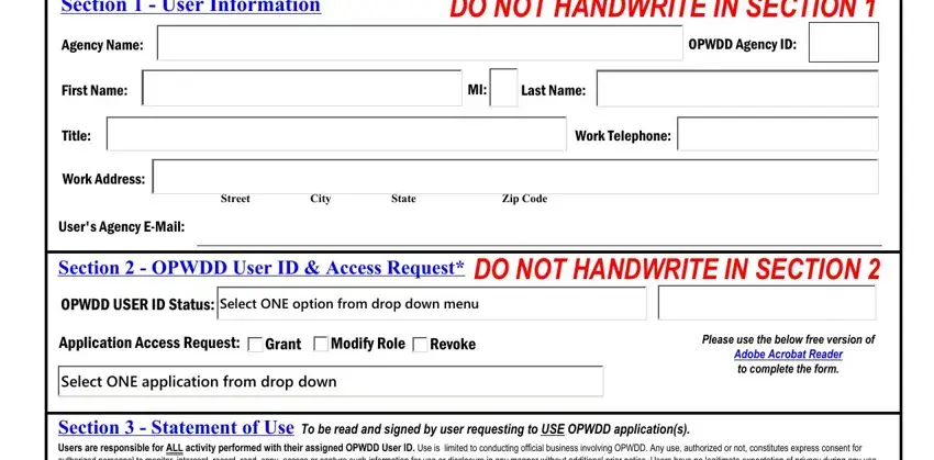 Authorizer fields to fill in