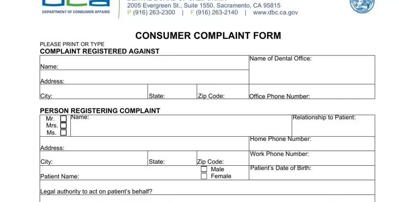 part 1 to completing dental complaint board